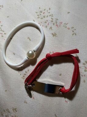 Red Suede Cord Bracelet with Silver Plate - Women Accessories
